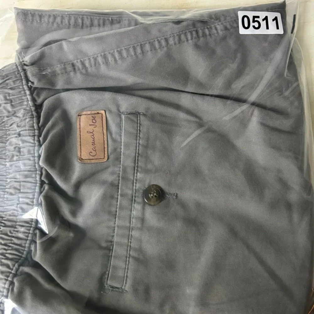 Casual Joe Men's Pants 40M Olive Green Gray Relaxed Casual Beach Lounge Cabana